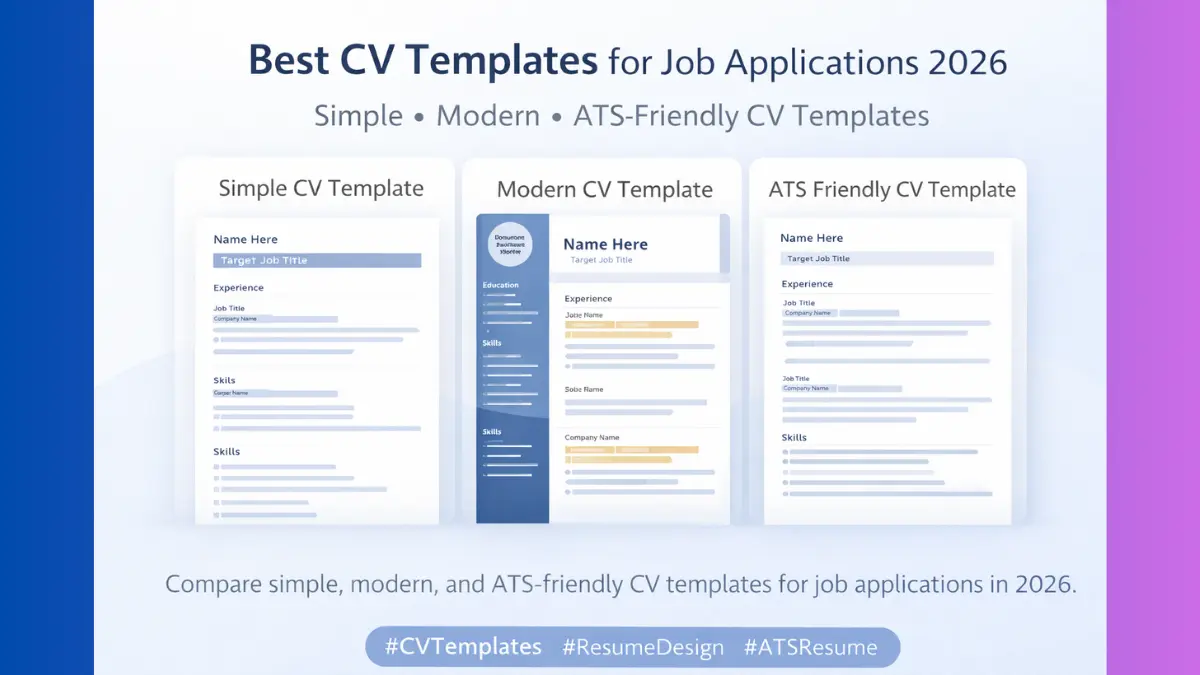 best cv templates for job applications 2026 showing simple modern and ats friendly resume layouts