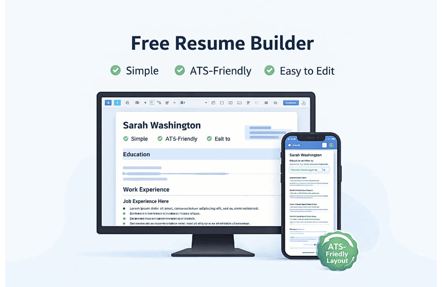 free resume builder and cv maker online interface showing ATS-friendly resume layout