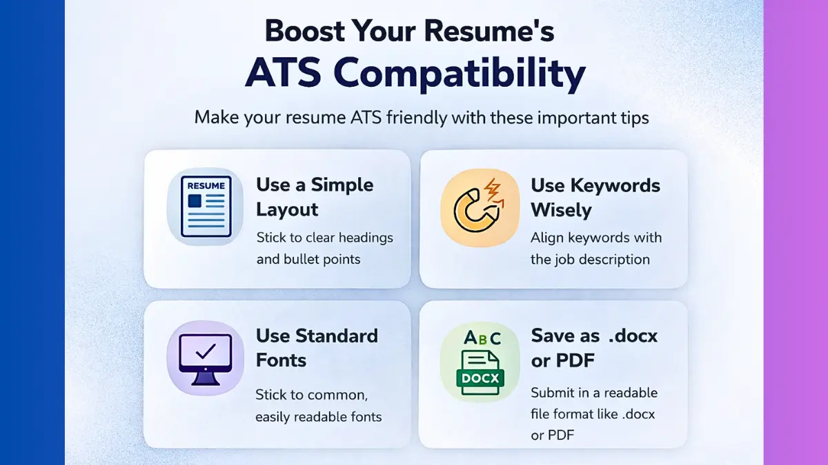 resume ATS compatibility guide showing ATS friendly resume structure and formatting tips